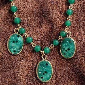 Vintage Jade Necklace and Earrings